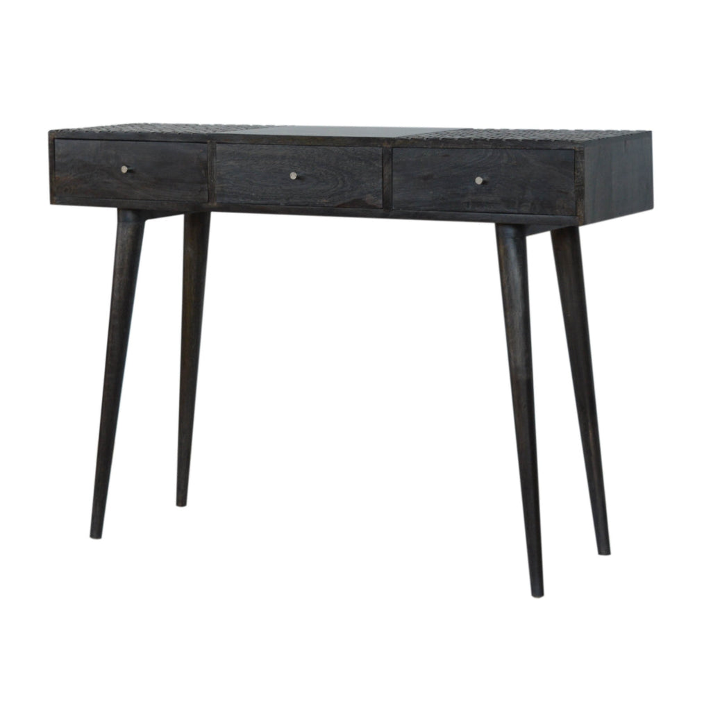 Ash Black 3 Drawer Console Table - detail