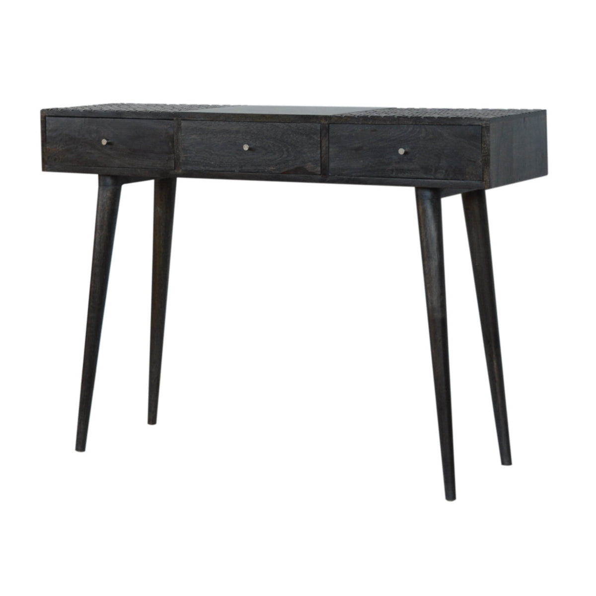 Ash Black 3 Drawer Console Table - detail
