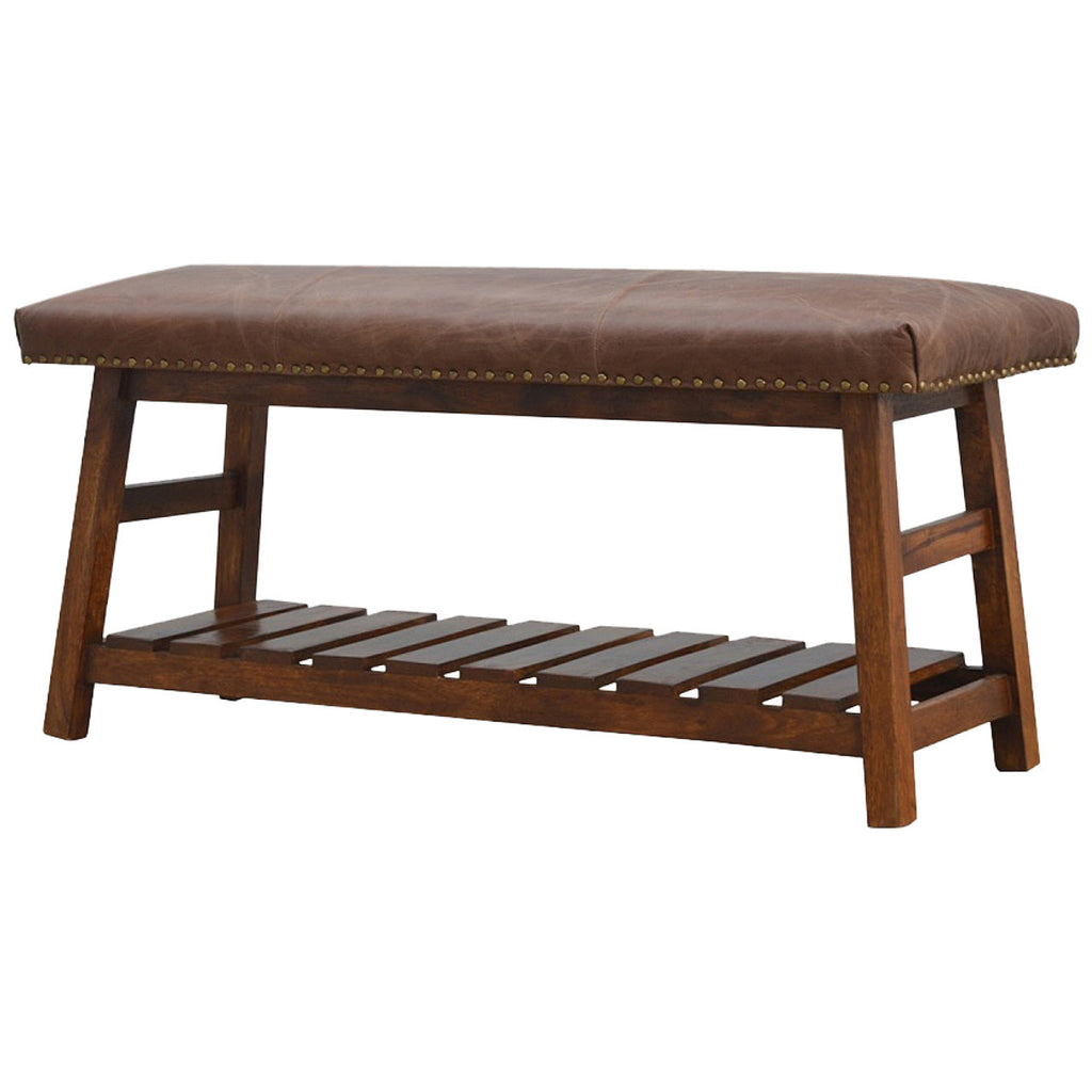 Buffalo Hide Hallway Bench - alternate view