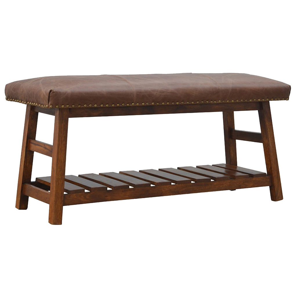 Buffalo Hide Hallway Bench - detail
