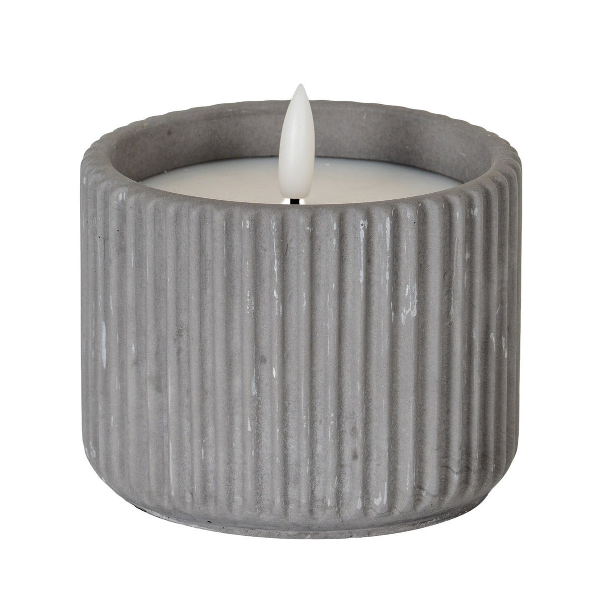 Ribbed Wax LED Candle Medium