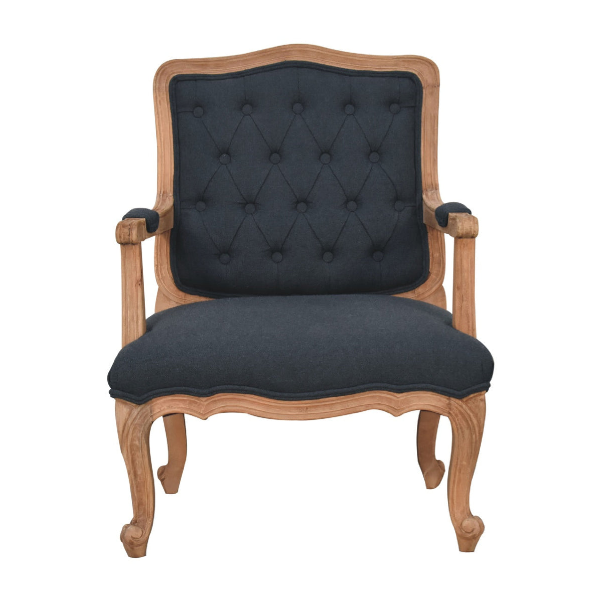 Navy Blue Linen French Style Chair - alternate view