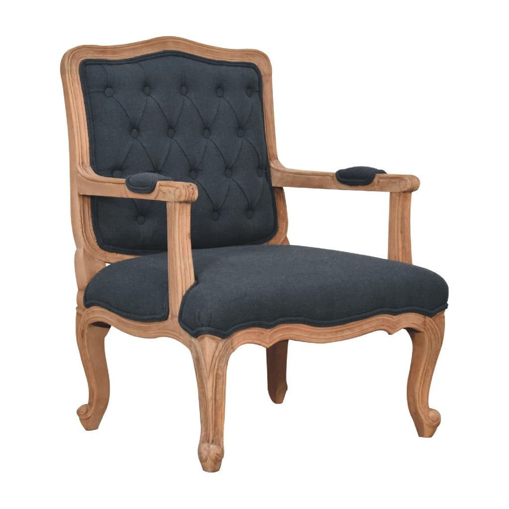 Navy Blue Linen French Style Chair - detail