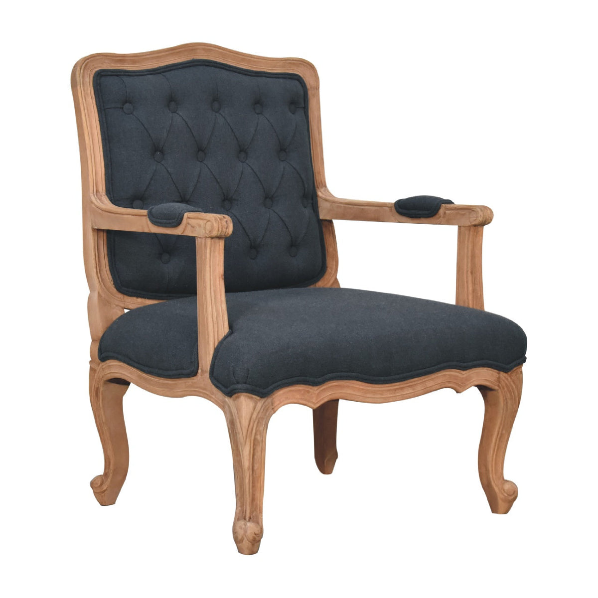 Navy Blue Linen French Style Chair - detail