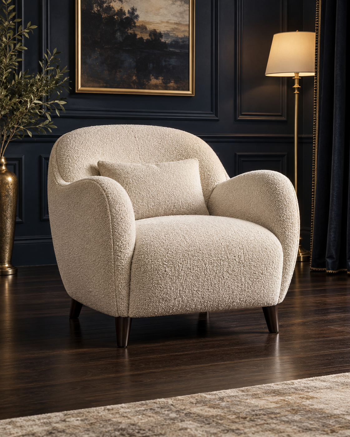 Luxury ivory statement armchair